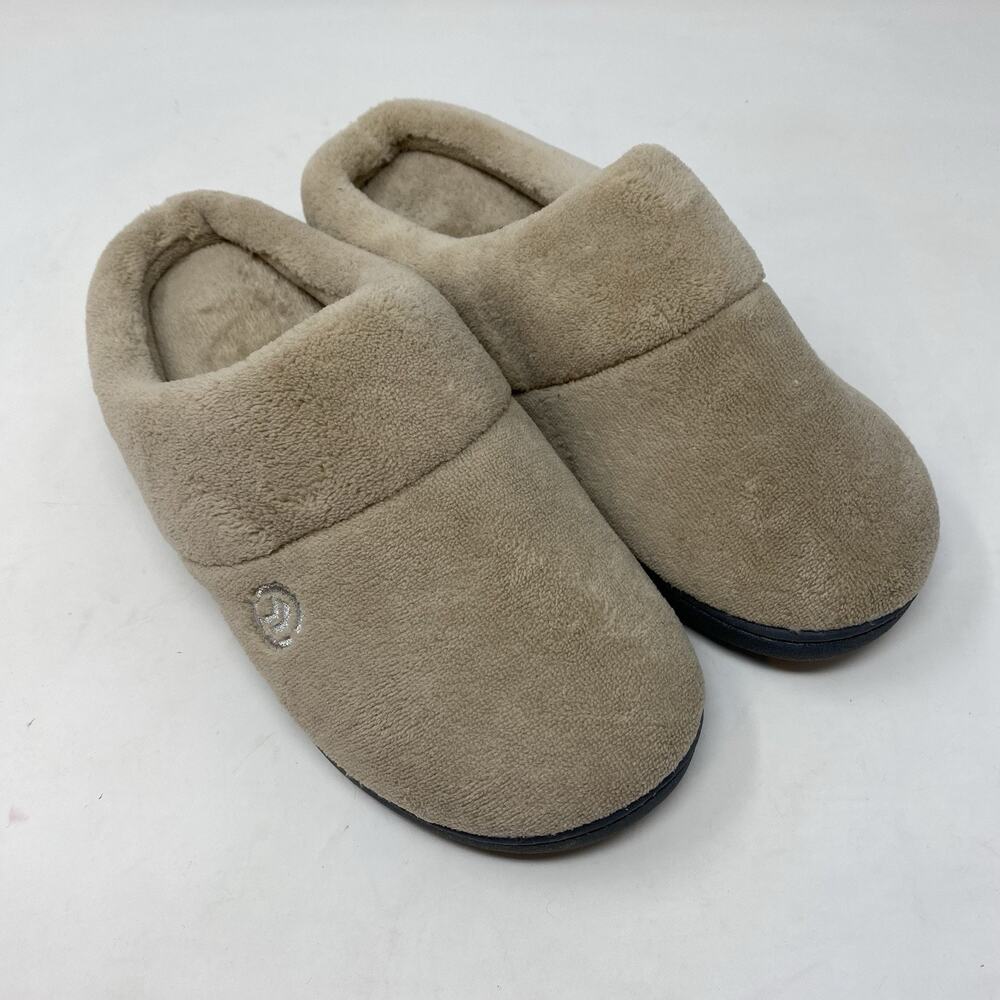 Isotoner Women's Beige Slide Slippers Shoes 8.5 9 Enclosed Toe Inside Outside